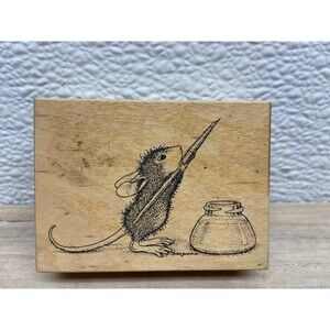 Vtg 1998 Stampa Rosa House Mouse Wood Mounted Rubber Stamp